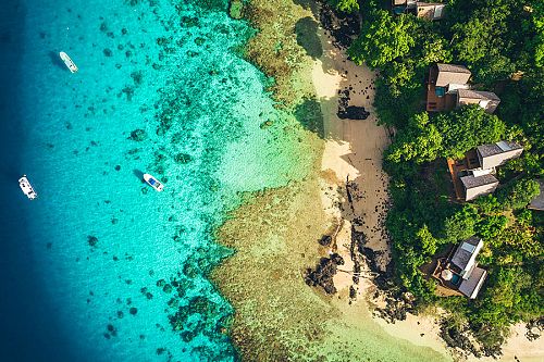 Aerial Beach View of Royal Davui Resort Fiji