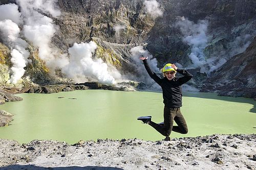 Sulfuric lakes at White Island volcano near Rotorua, New Zealand