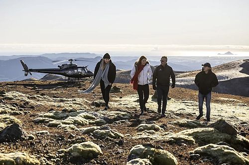 Helicopter landing on Mt Tarawera