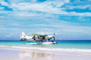 Seaplane Landing on Whitehaven Beach, Great Barrier Reef, Australia