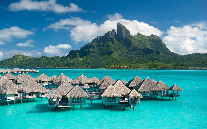 Overwater Bungalows Facing Mt Otemanu at St. Regis Bora Bora