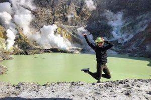 Sulfuric lakes at White Island volcano near Rotorua, New Zealand
