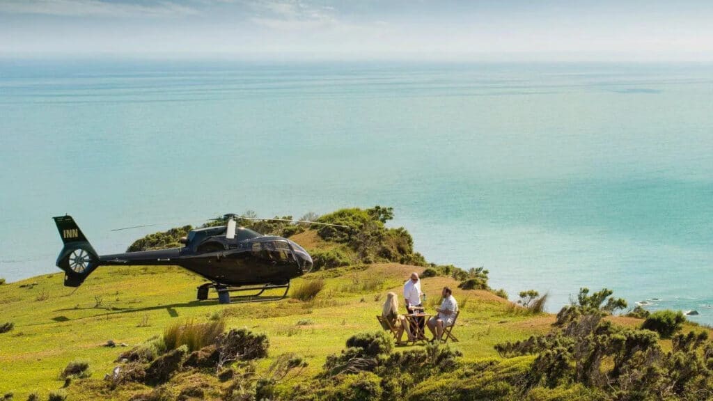 Helicopter picnic excursion at Te Koi - The Lodge at Bronte, New Zealand