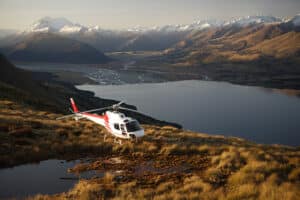Helicopter touchdown in Humboldt Mountains, en route to Milford Sound