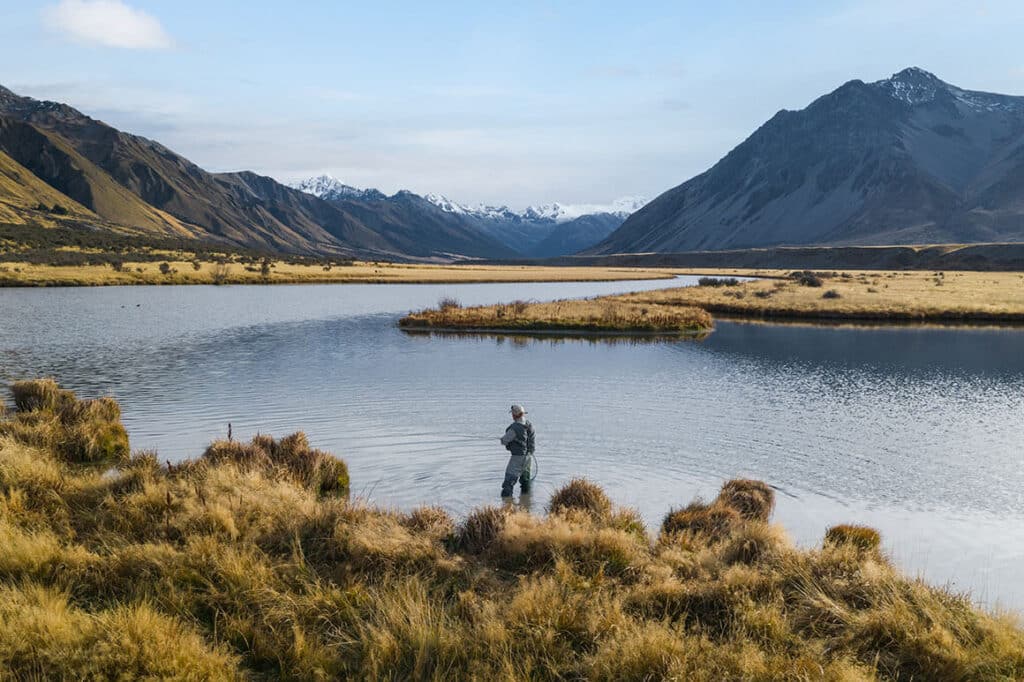 Fly fishing at The Lindis luxury lodge in New Zealand