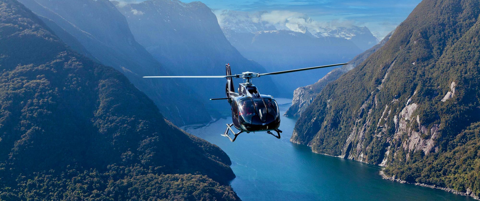 New Zealand Milford Sound Helicopter Over The Top